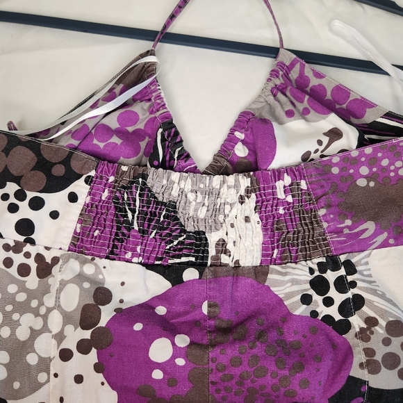 H&M Vintage Purple and White With Black Floral Patterned Dress. Size 8 Cottage - Picture 5 of 9